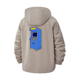 Retro Arcade Machine Unisex Full-Zip Printed Waterproof Hooded Windbreaker