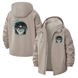 Surreal Face Art Unisex Full-Zip Printed Waterproof Hooded Windbreaker