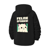 Feline Spooky Cat Unisex Full-Zip Printed Waterproof Hooded Windbreaker