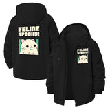 Feline Spooky Cat Unisex Full-Zip Printed Waterproof Hooded Windbreaker