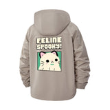 Feline Spooky Cat Unisex Full-Zip Printed Waterproof Hooded Windbreaker