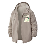 Feline Spooky Cat Unisex Full-Zip Printed Waterproof Hooded Windbreaker