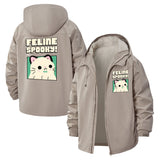 Feline Spooky Cat Unisex Full-Zip Printed Waterproof Hooded Windbreaker