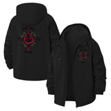 Raging Rose Unisex Full-Zip Printed Waterproof Hooded Windbreaker