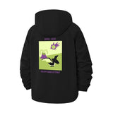 Dino Love Unisex Full-Zip Printed Waterproof Hooded Windbreaker