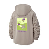 Dino Love Unisex Full-Zip Printed Waterproof Hooded Windbreaker