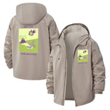 Dino Love Unisex Full-Zip Printed Waterproof Hooded Windbreaker