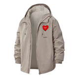 Heart Lollipop Unisex Full-Zip Printed Waterproof Hooded Windbreaker