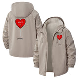 Heart Lollipop Unisex Full-Zip Printed Waterproof Hooded Windbreaker