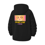 Funny Not a Cat Meme Unisex Full-Zip Printed Waterproof Hooded Windbreaker