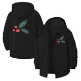 Festive Holly Unisex Full-Zip Printed Waterproof Hooded Windbreaker