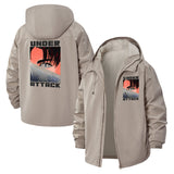 Under Attack Anime-Inspired Unisex Full-Zip Printed Waterproof Hooded Windbreaker