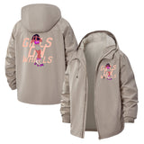 Roller Skater Girls Unisex Full-Zip Printed Waterproof Hooded Windbreaker