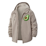 Avocado Graphic Unisex Full-Zip Printed Waterproof Hooded Windbreaker