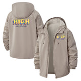 High As A Cloud Unisex Full-Zip Printed Waterproof Hooded Windbreaker