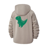 Dinosaur Graphic Unisex Full-Zip Printed Waterproof Hooded Windbreaker
