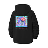 Artistic Floral Portrait Unisex Full-Zip Printed Waterproof Hooded Windbreaker