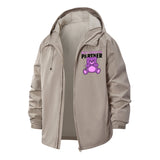 Cute Teddy Bear Unisex Full-Zip Printed Waterproof Hooded Windbreaker