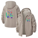 Abstract Libra Unisex Full-Zip Printed Waterproof Hooded Windbreaker