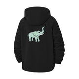 Playful Elephant Unisex Full-Zip Printed Waterproof Hooded Windbreaker