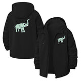 Playful Elephant Unisex Full-Zip Printed Waterproof Hooded Windbreaker