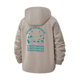 Good Morning Happiness Unisex Full-Zip Printed Waterproof Hooded Windbreaker