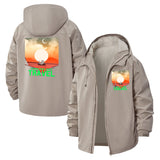 Adventure Travel Unisex Full-Zip Printed Waterproof Hooded Windbreaker