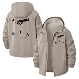 Minimal Typographic Unisex Full-Zip Printed Waterproof Hooded Windbreaker