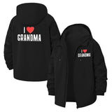 I Love Grandma Unisex Full-Zip Printed Waterproof Hooded Windbreaker