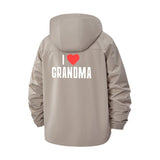 I Love Grandma Unisex Full-Zip Printed Waterproof Hooded Windbreaker