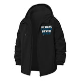 Motivational Slogan Unisex Full-Zip Printed Waterproof Hooded Windbreaker