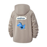 Cartoon Monster Unisex Full-Zip Printed Waterproof Hooded Windbreaker