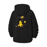 Retro Smiley Doodle Unisex Full-Zip Printed Waterproof Hooded Windbreaker