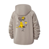 Retro Smiley Doodle Unisex Full-Zip Printed Waterproof Hooded Windbreaker