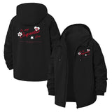 Playful Floral Script Unisex Full-Zip Printed Waterproof Hooded Windbreaker