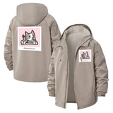 Cartoon Dog Unisex Full-Zip Printed Waterproof Hooded Windbreaker