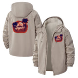 Los Angeles Palm Sunset Unisex Full-Zip Printed Waterproof Hooded Windbreaker