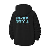 Typographic Barry Style Unisex Full-Zip Printed Waterproof Hooded Windbreaker