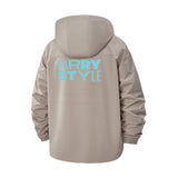 Typographic Barry Style Unisex Full-Zip Printed Waterproof Hooded Windbreaker