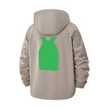 Minimalist Green Vest Graphic Unisex Full-Zip Printed Waterproof Hooded Windbreaker