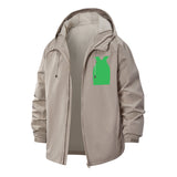 Minimalist Green Vest Graphic Unisex Full-Zip Printed Waterproof Hooded Windbreaker