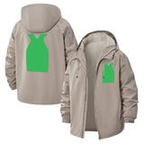 Minimalist Green Vest Graphic Unisex Full-Zip Printed Waterproof Hooded Windbreaker