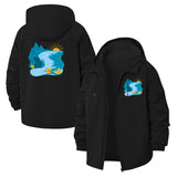 Peaceful Lakeside Cabin Unisex Full-Zip Printed Waterproof Hooded Windbreaker