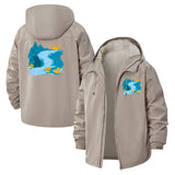 Peaceful Lakeside Cabin Unisex Full-Zip Printed Waterproof Hooded Windbreaker