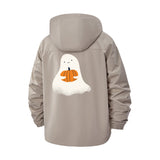 Cute Ghost and Pumpkin Unisex Full-Zip Printed Waterproof Hooded Windbreaker