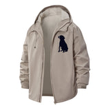 Dog Silhouette Unisex Full-Zip Printed Waterproof Hooded Windbreaker