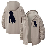 Dog Silhouette Unisex Full-Zip Printed Waterproof Hooded Windbreaker