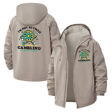 Casino Wheel Gambling Unisex Full-Zip Printed Waterproof Hooded Windbreaker