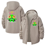 Cartoon Alien Unisex Full-Zip Printed Waterproof Hooded Windbreaker