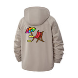Beach Chair and Umbrella Unisex Full-Zip Printed Waterproof Hooded Windbreaker